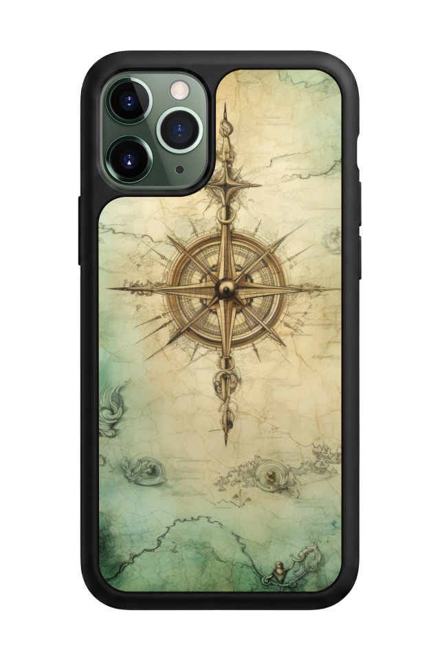 iPhone 11 Pro Max Uyumlu Pusula Tasarımlı Glossy Premium Kılıf