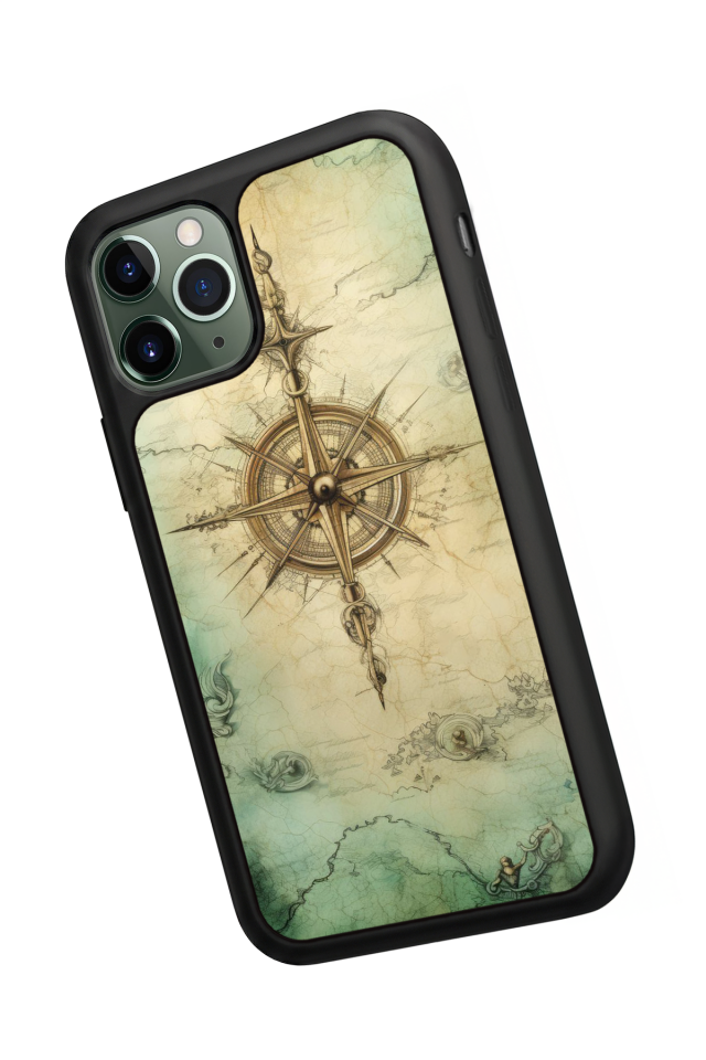 iPhone 11 Pro Max Uyumlu Pusula Tasarımlı Glossy Premium Kılıf