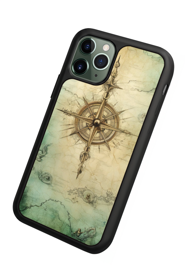 iPhone 11 Pro Max Uyumlu Pusula Tasarımlı Glossy Premium Kılıf