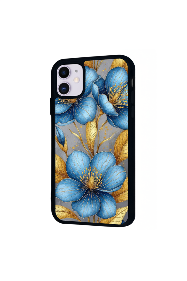 iPhone 11 Uyumlu Yaldizli Cicek Tasarımlı Glossy Premium Kılıf