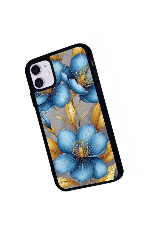 iPhone 11 Uyumlu Yaldizli Cicek Tasarımlı Glossy Premium Kılıf