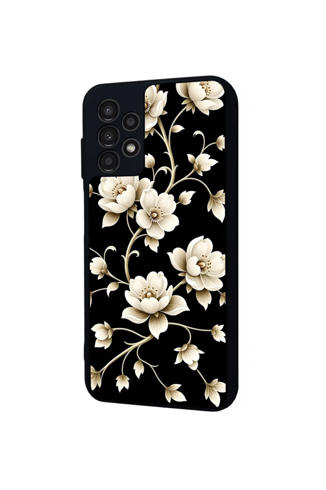 Samsung Galaxy A13 Uyumlu Yaldizli Cicek Tasarımlı Glossy Premium Kılıf