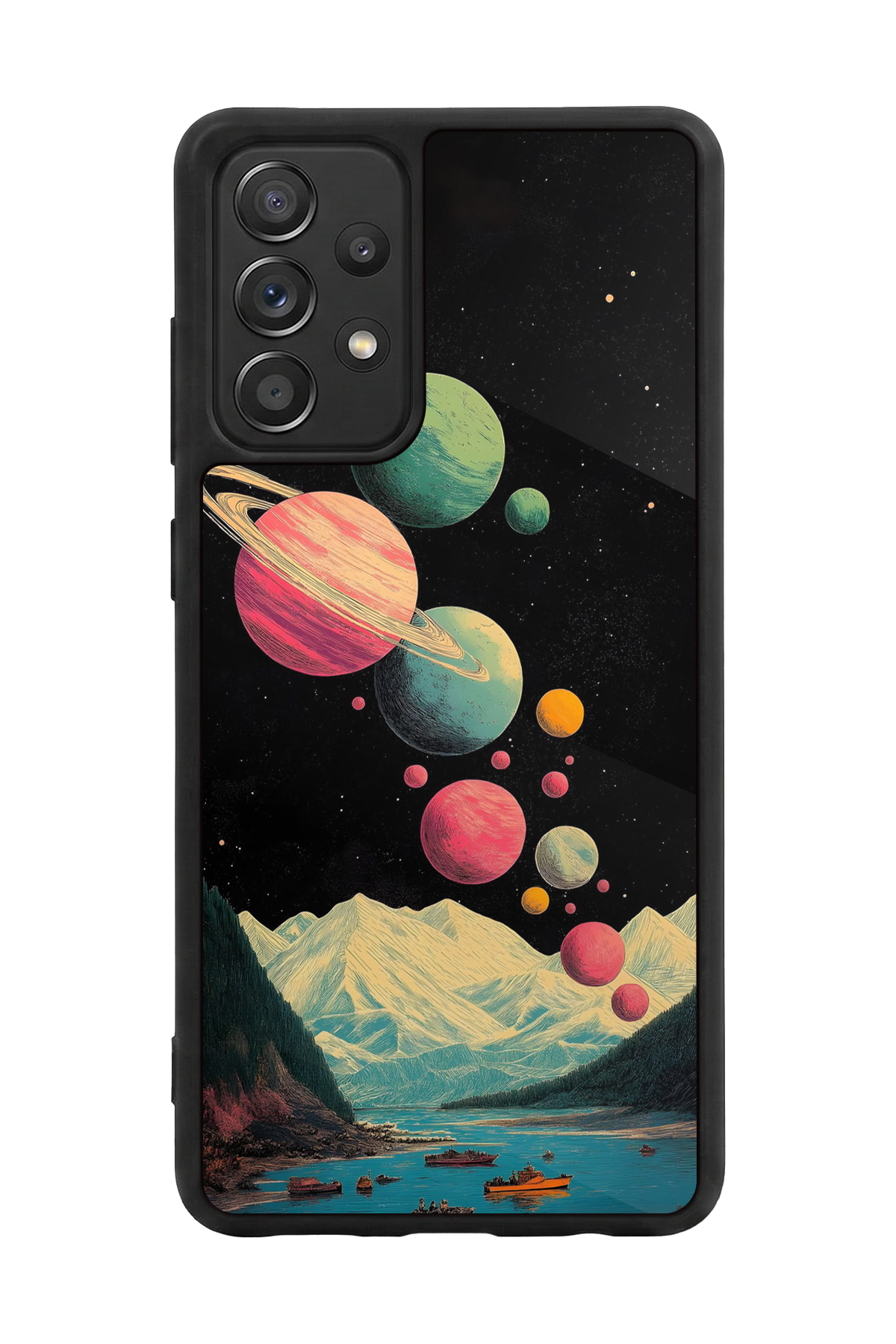 Samsung Galaxy A72 Uyumlu Uzay Tasarımlı Glossy Premium Kılıf
