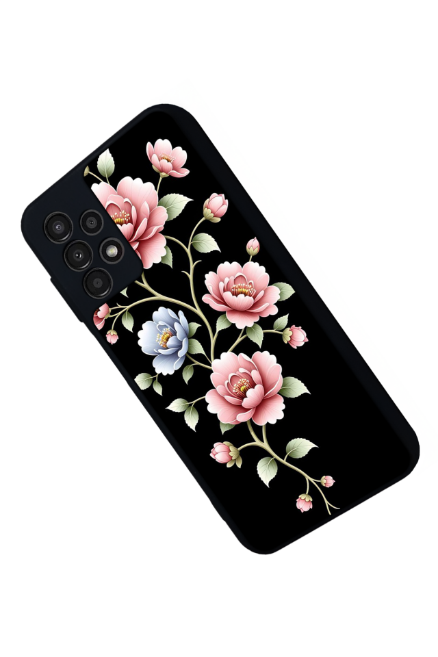 Samsung Galaxy A13 Uyumlu Yaldizli Cicek Tasarımlı Glossy Premium Kılıf