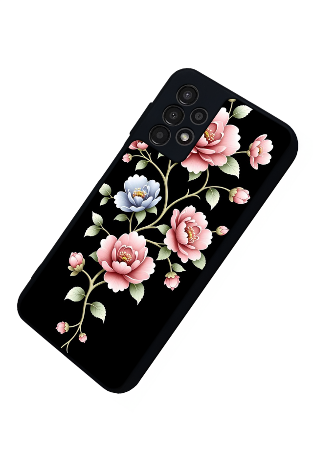 Samsung Galaxy A13 Uyumlu Yaldizli Cicek Tasarımlı Glossy Premium Kılıf