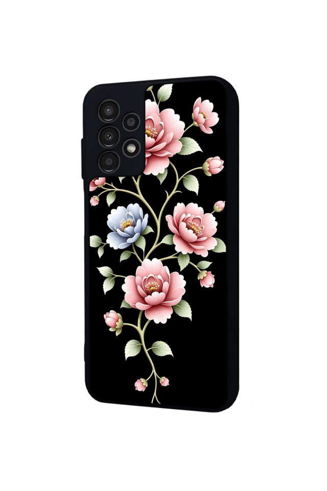 Samsung Galaxy A13 Uyumlu Yaldizli Cicek Tasarımlı Glossy Premium Kılıf