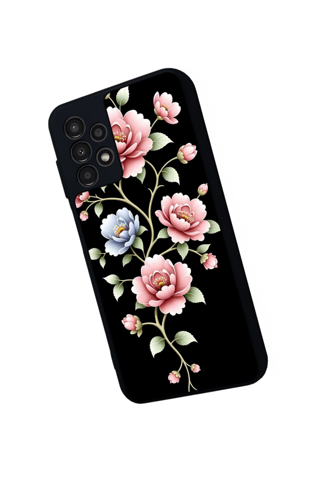 Samsung Galaxy A13 Uyumlu Yaldizli Cicek Tasarımlı Glossy Premium Kılıf