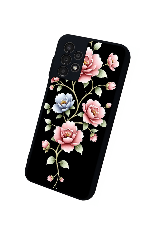 Samsung Galaxy A13 Uyumlu Yaldizli Cicek Tasarımlı Glossy Premium Kılıf