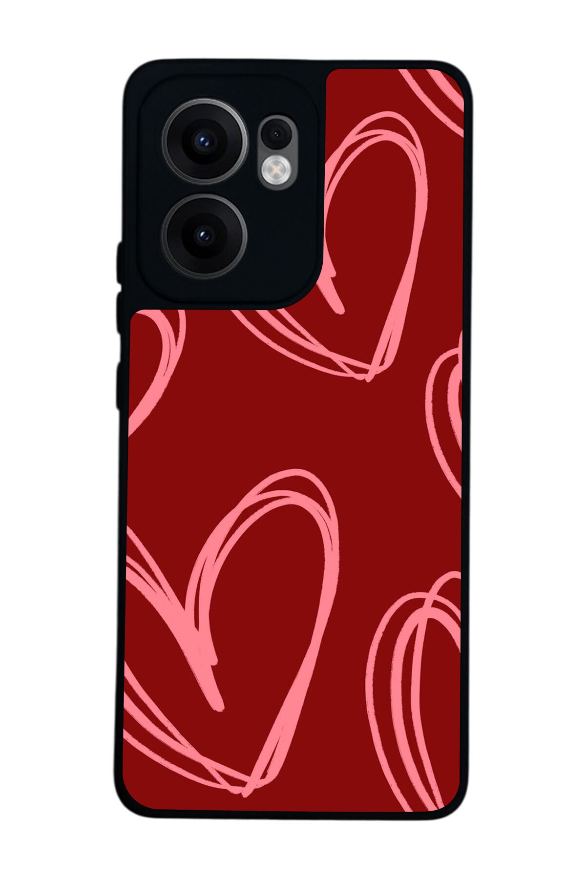 Oppo Reno 13F Uyumlu Kalp Love Tasarımlı Glossy Premium Kılıf