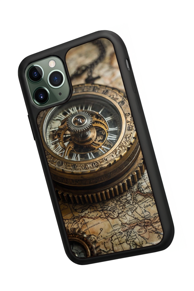 iPhone 11 Pro Max Uyumlu Pusula Tasarımlı Glossy Premium Kılıf