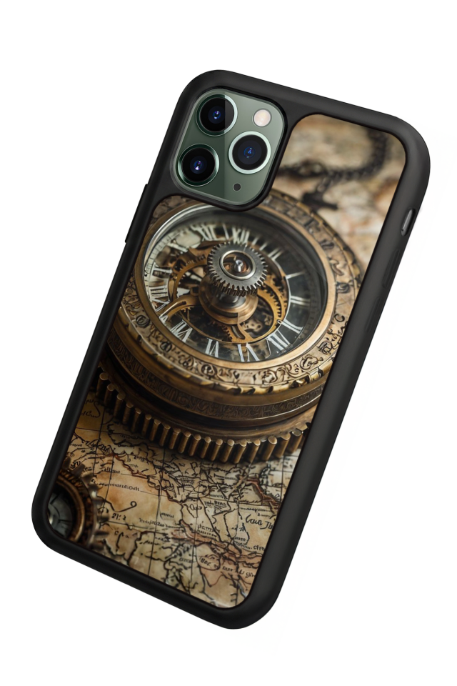 iPhone 11 Pro Max Uyumlu Pusula Tasarımlı Glossy Premium Kılıf