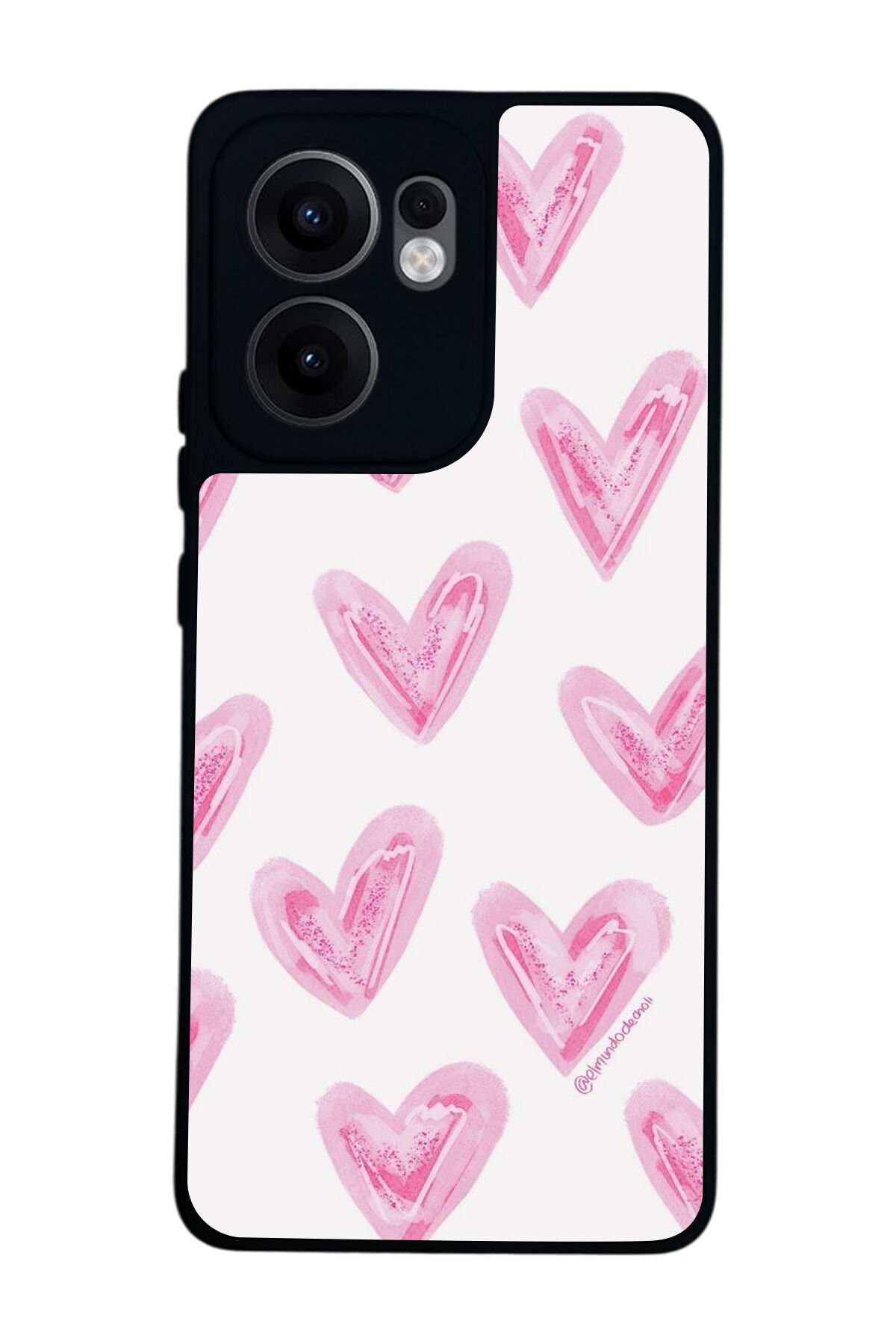 Oppo Reno 13F Uyumlu Kalp Love Tasarımlı Glossy Premium Kılıf