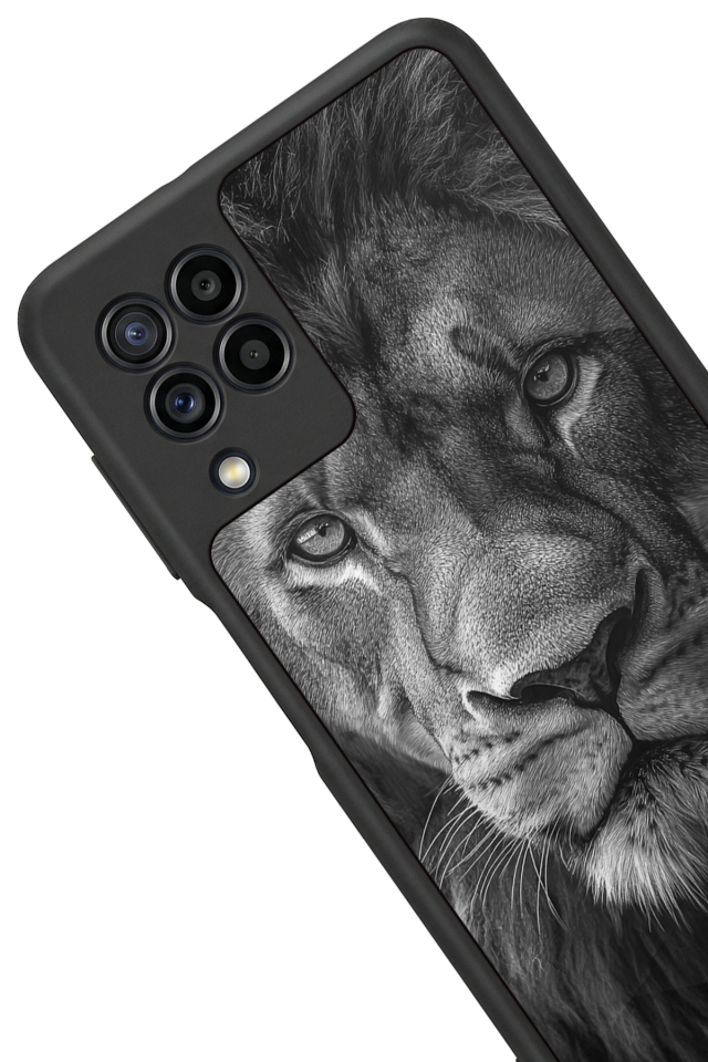 Samsung Galaxy M22 Uyumlu Aslan Tasarımlı Glossy Premium Kılıf