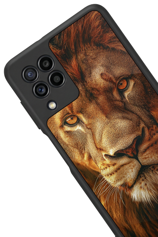Samsung Galaxy M22 Uyumlu Aslan Tasarımlı Glossy Premium Kılıf