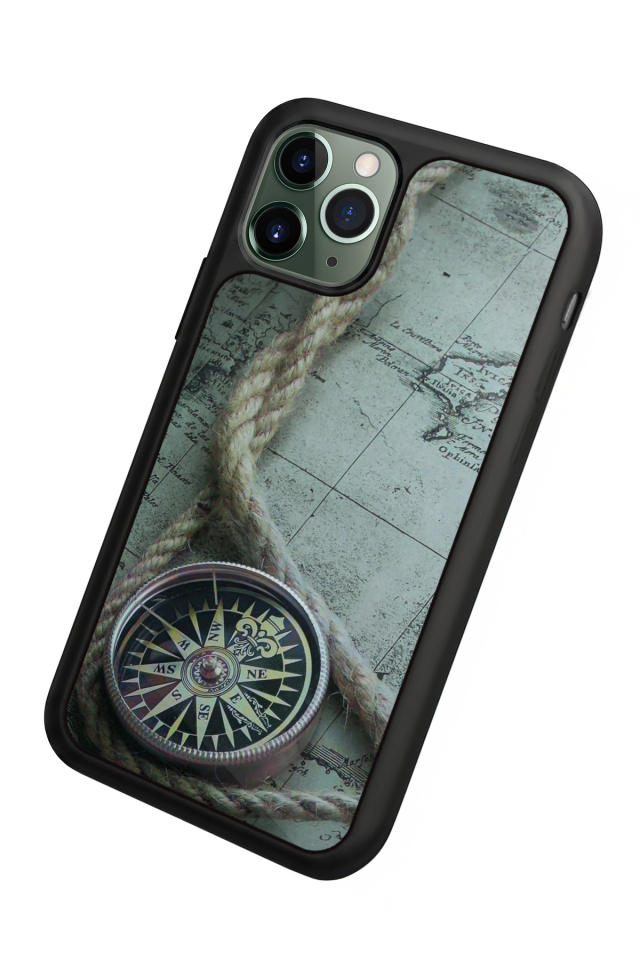 iPhone 11 Pro Max Uyumlu Pusula Tasarımlı Glossy Premium Kılıf