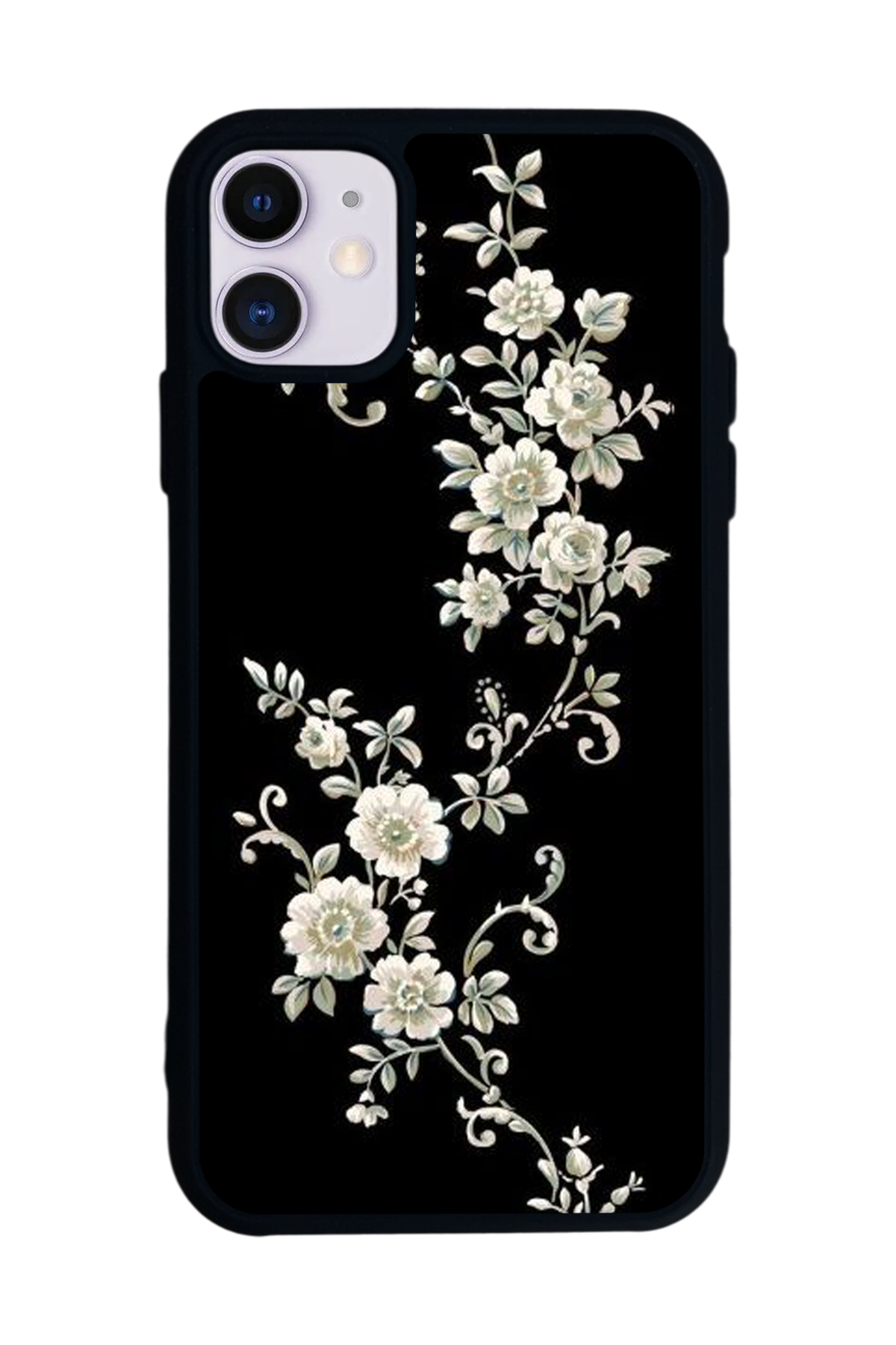 iPhone 11 Uyumlu Yaldizli Cicek Tasarımlı Glossy Premium Kılıf