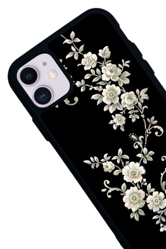 iPhone 11 Uyumlu Yaldizli Cicek Tasarımlı Glossy Premium Kılıf