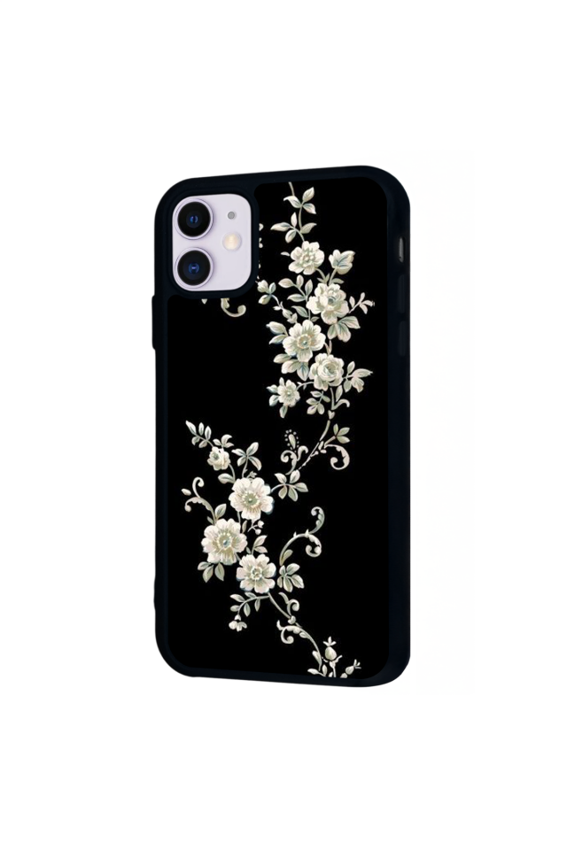 iPhone 11 Uyumlu Yaldizli Cicek Tasarımlı Glossy Premium Kılıf