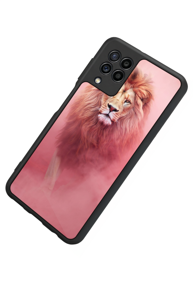 Samsung Galaxy M22 Uyumlu Aslan Tasarımlı Glossy Premium Kılıf
