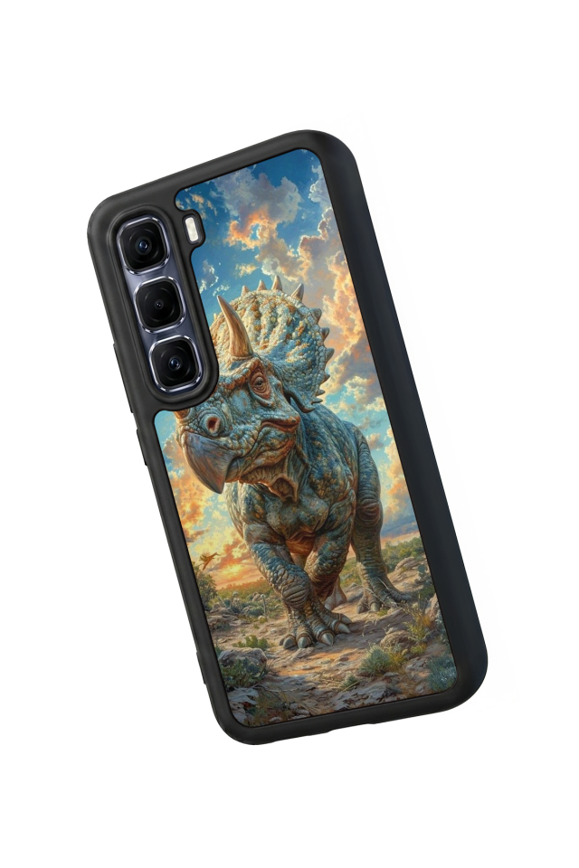 Infinix Hot 60 Pro Plus Uyumlu Dinazor Tasarımlı Glossy Premium Kılıf