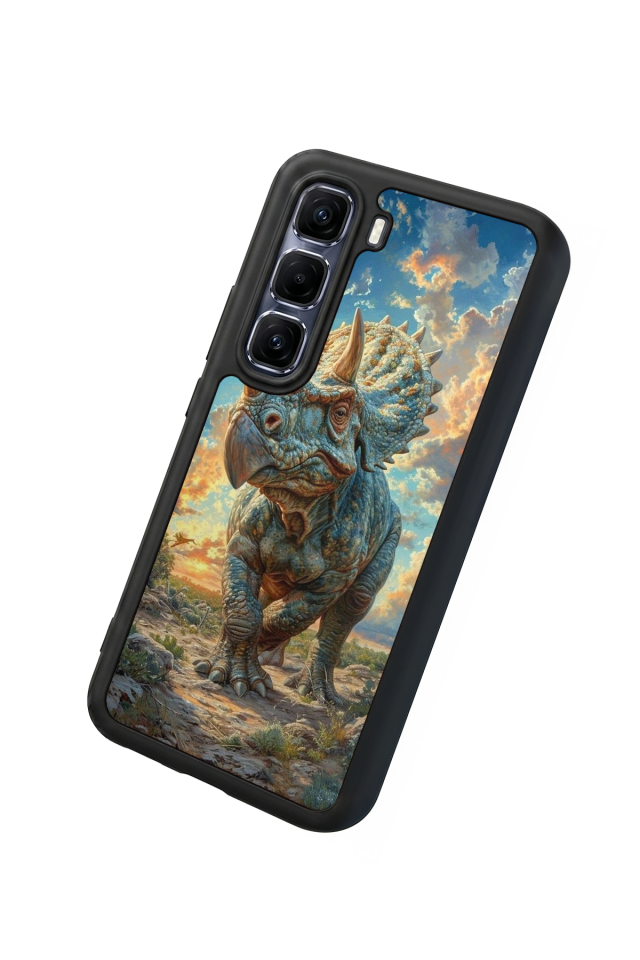 Infinix Hot 60 Pro Plus Uyumlu Dinazor Tasarımlı Glossy Premium Kılıf