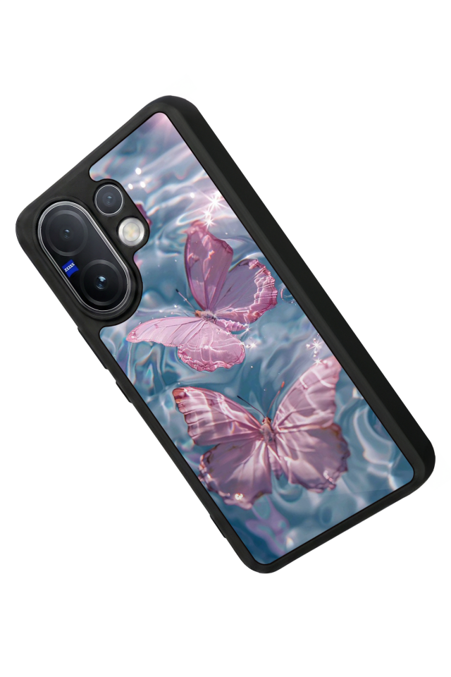 Vivo V60 Uyumlu Kelebek Tasarımlı Glossy Premium Kılıf