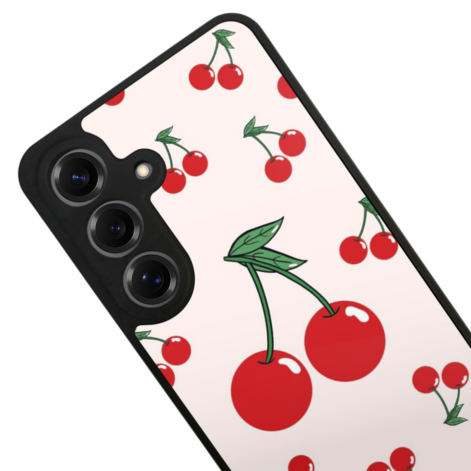 Samsung Galaxy S25 Uyumlu Kiraz Tasarımlı Glossy Premium Kılıf
