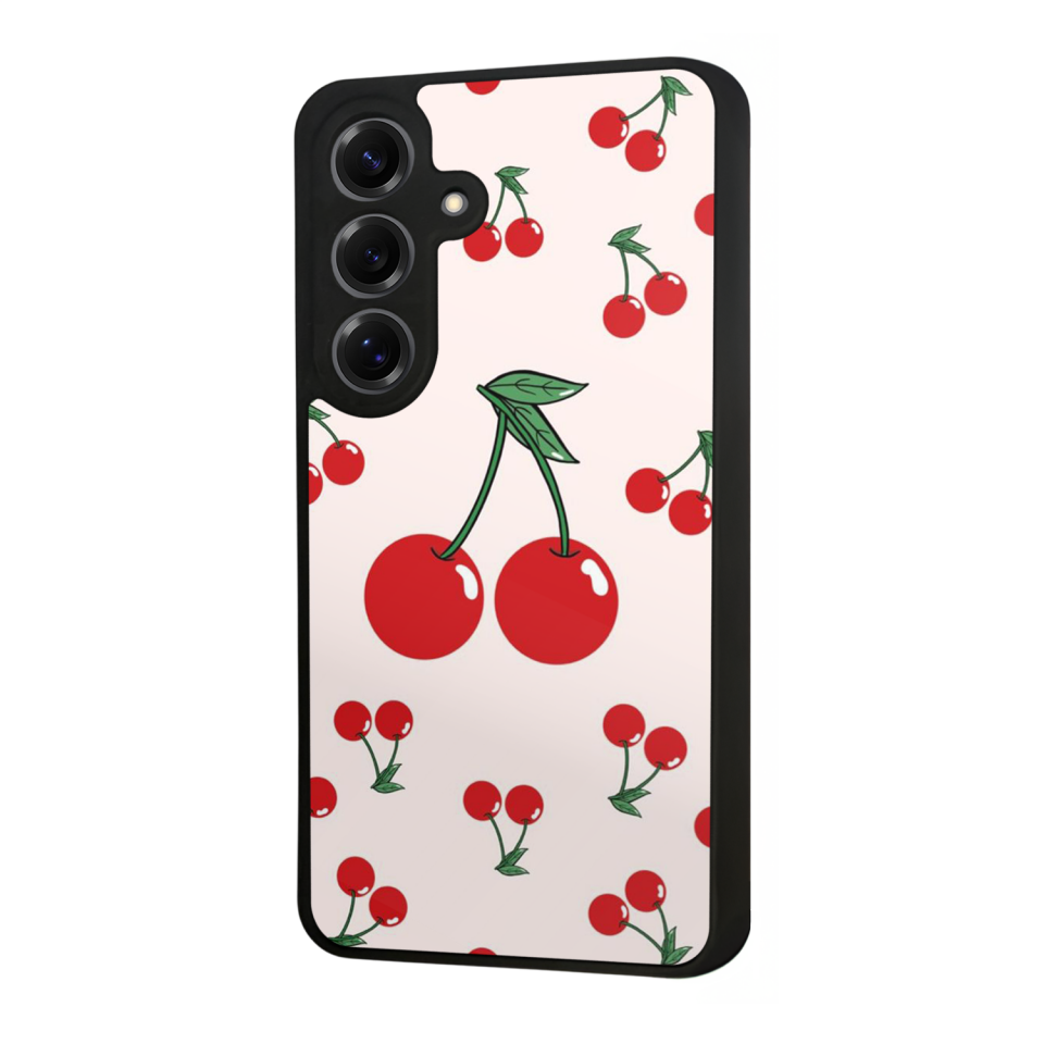 Samsung Galaxy S25 Uyumlu Kiraz Tasarımlı Glossy Premium Kılıf