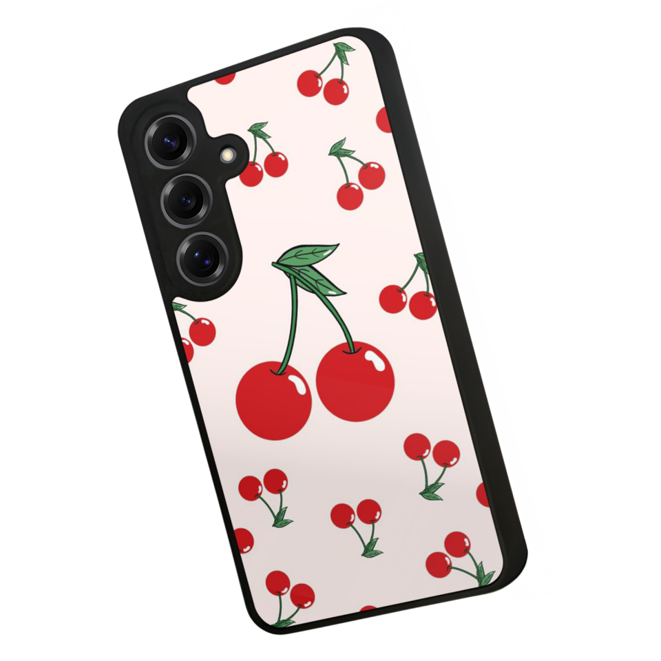 Samsung Galaxy S25 Uyumlu Kiraz Tasarımlı Glossy Premium Kılıf