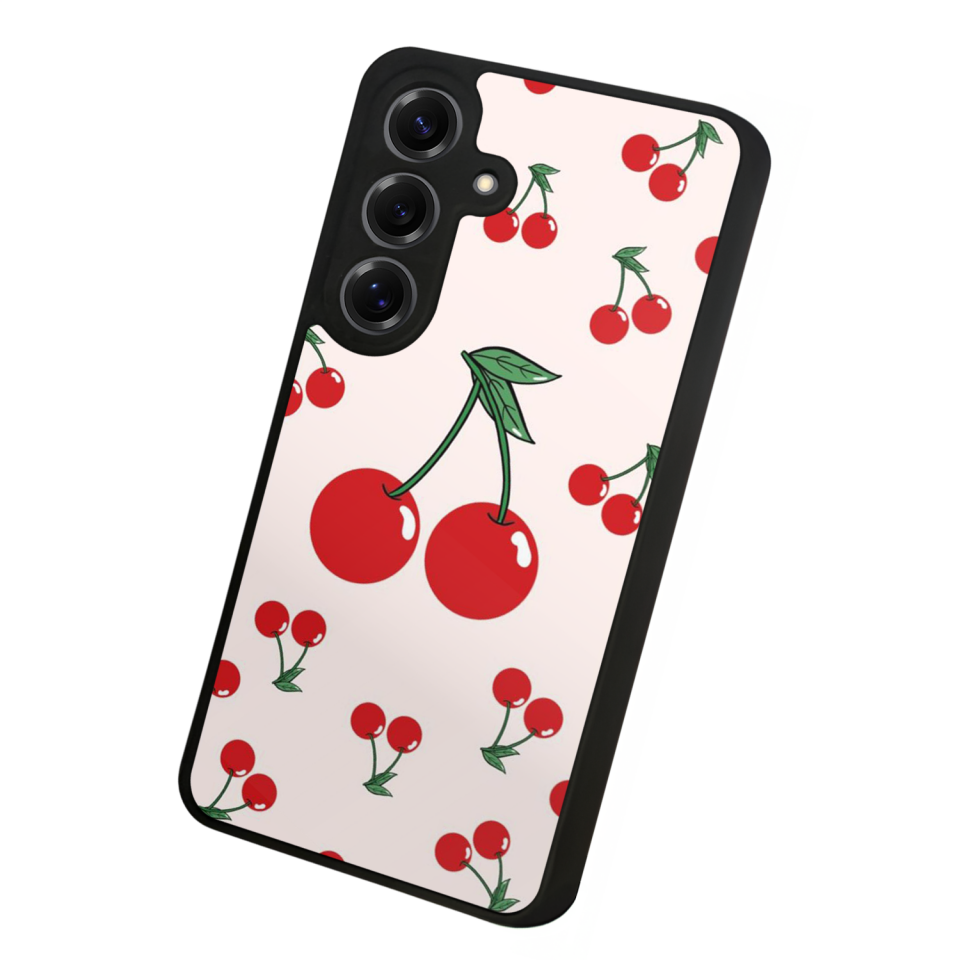 Samsung Galaxy S25 Uyumlu Kiraz Tasarımlı Glossy Premium Kılıf