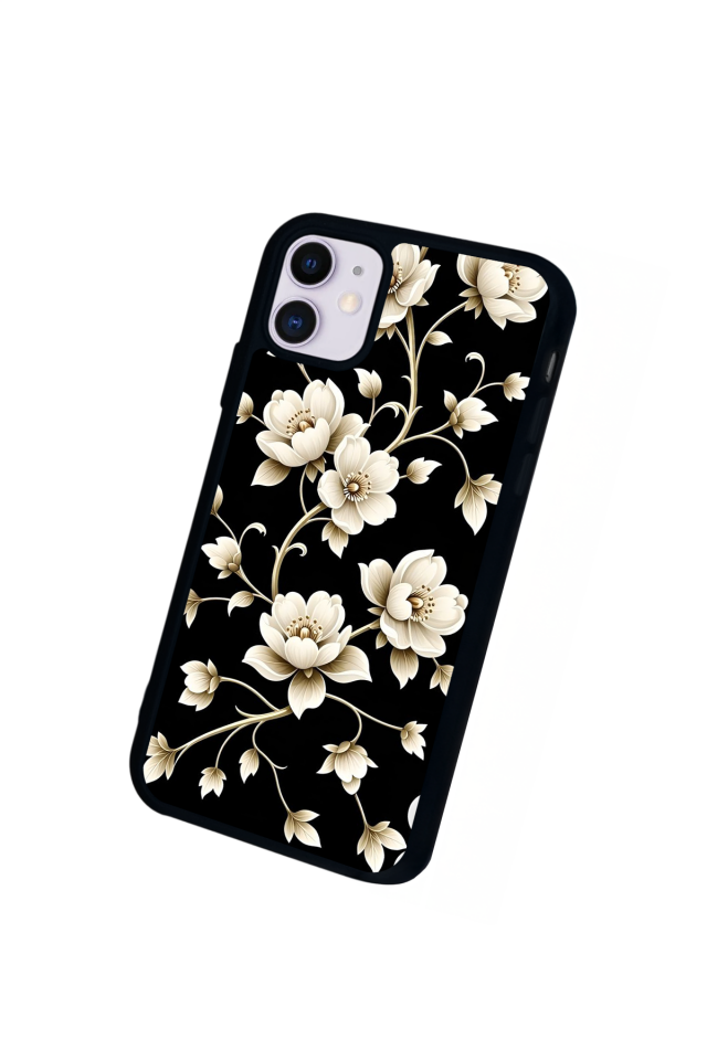 iPhone 11 Uyumlu Yaldizli Cicek Tasarımlı Glossy Premium Kılıf