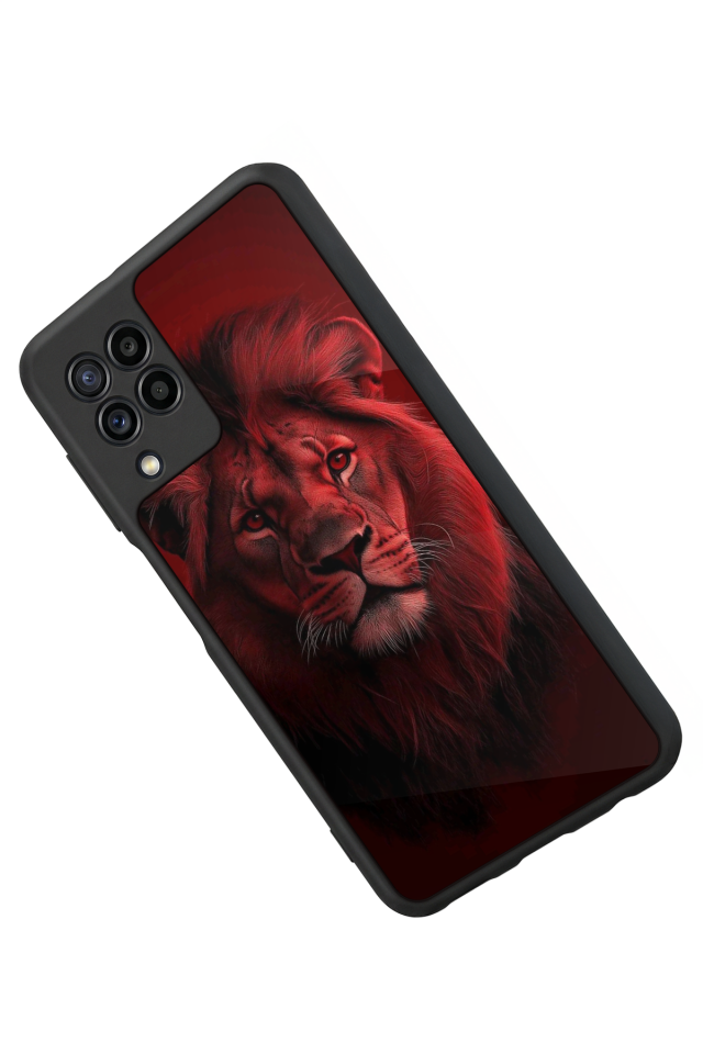 Samsung Galaxy M22 Uyumlu Aslan Tasarımlı Glossy Premium Kılıf