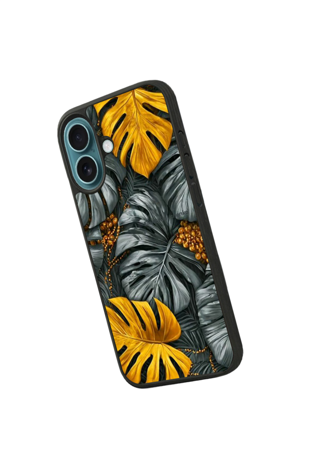 iPhone 16 Uyumlu Botanik Tasarımlı Glossy Premium Kılıf