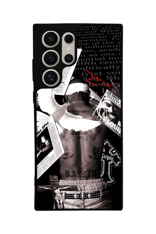 Samsung Galaxy S23 Ultra Uyumlu Tupac Tasarımlı Glossy Premium Kılıf