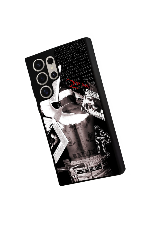 Samsung Galaxy S23 Ultra Uyumlu Tupac Tasarımlı Glossy Premium Kılıf