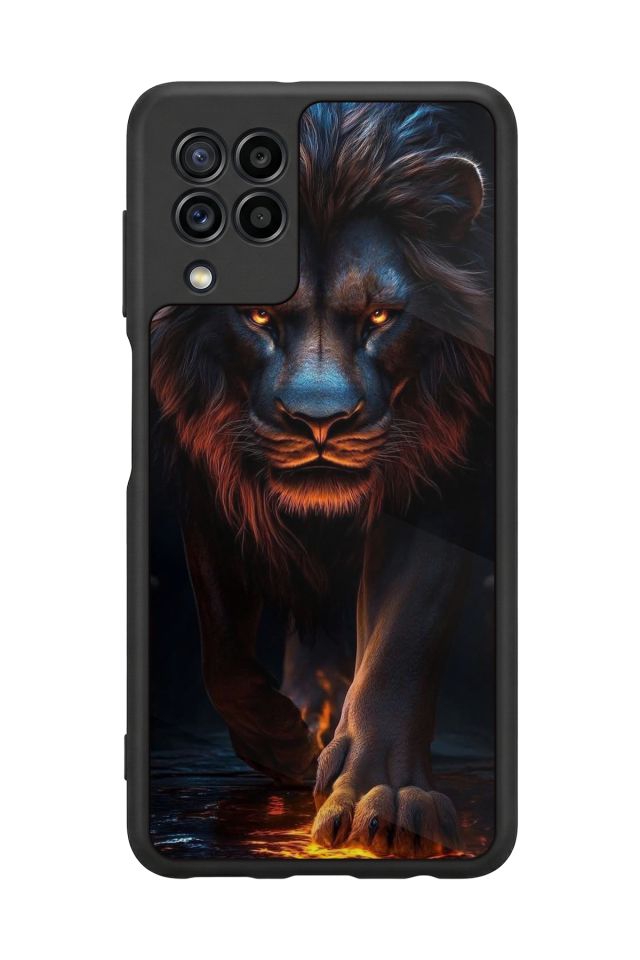 Samsung Galaxy M22 Uyumlu Aslan Tasarımlı Glossy Premium Kılıf