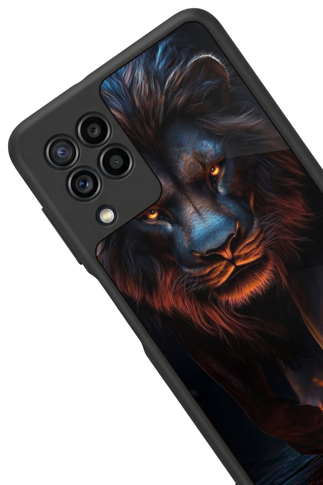 Samsung Galaxy M22 Uyumlu Aslan Tasarımlı Glossy Premium Kılıf