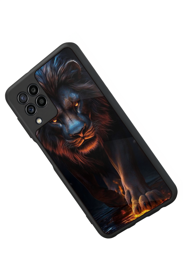 Samsung Galaxy M22 Uyumlu Aslan Tasarımlı Glossy Premium Kılıf