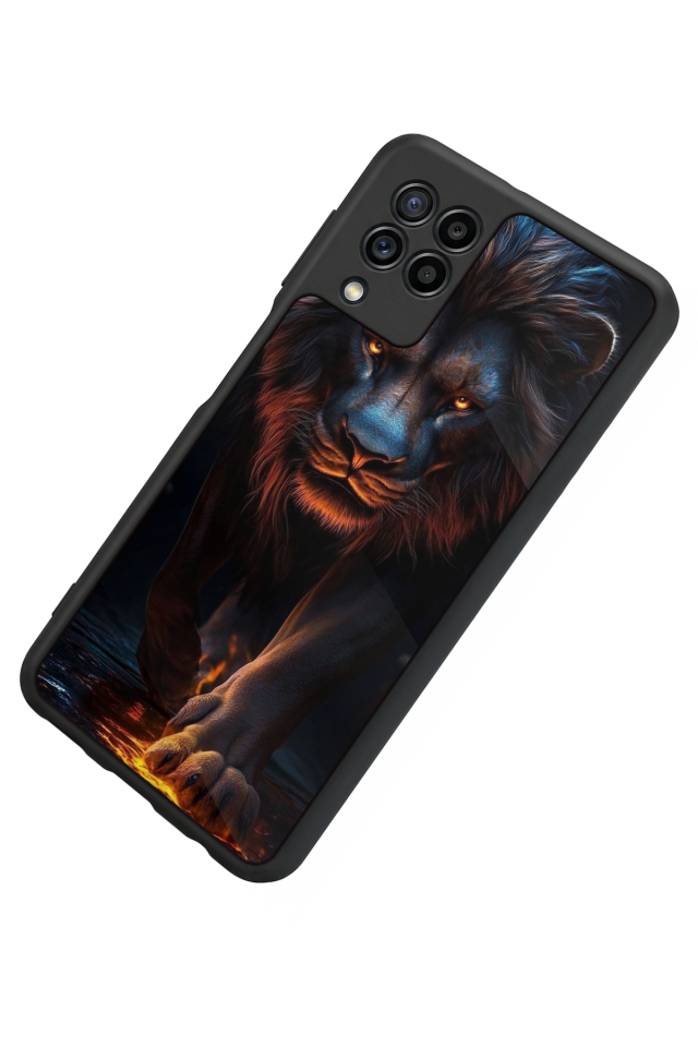 Samsung Galaxy M22 Uyumlu Aslan Tasarımlı Glossy Premium Kılıf