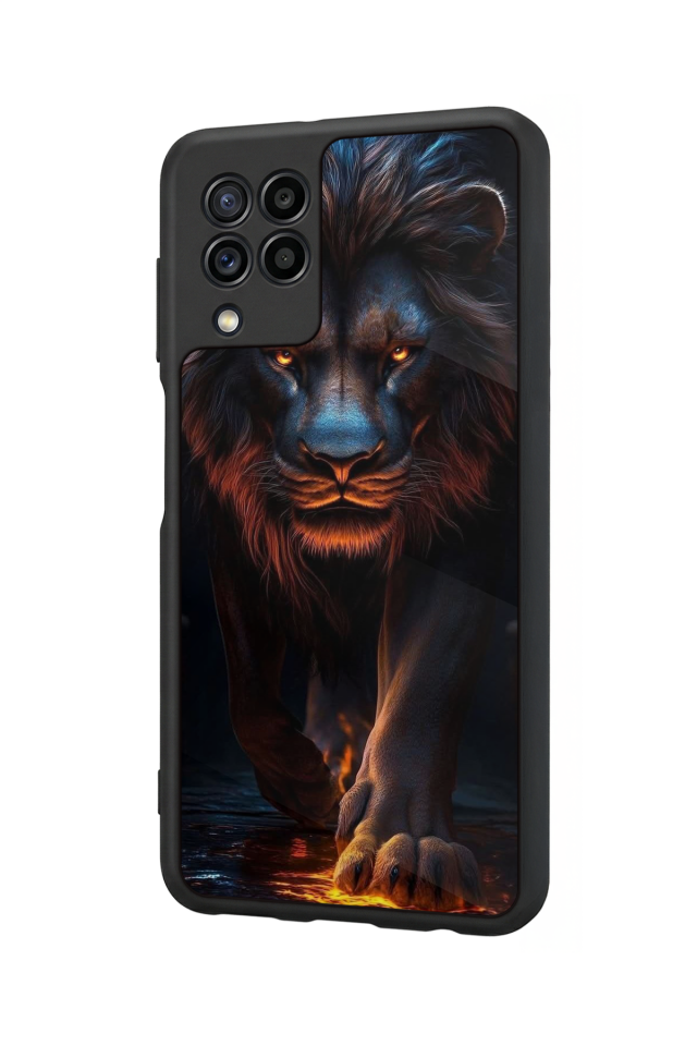 Samsung Galaxy M22 Uyumlu Aslan Tasarımlı Glossy Premium Kılıf