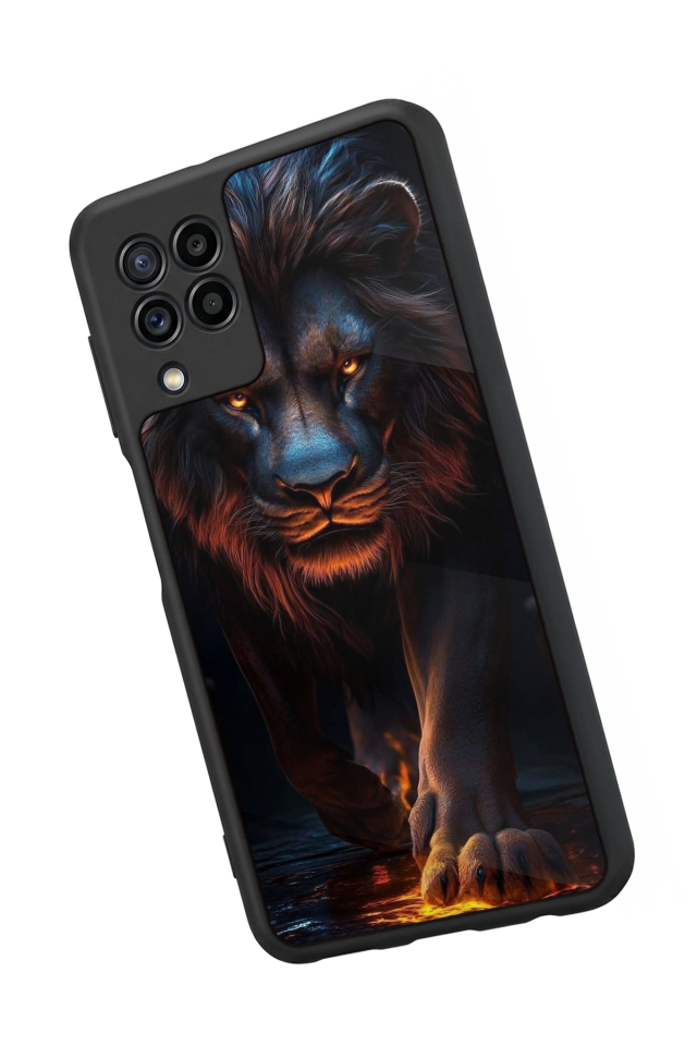 Samsung Galaxy M22 Uyumlu Aslan Tasarımlı Glossy Premium Kılıf