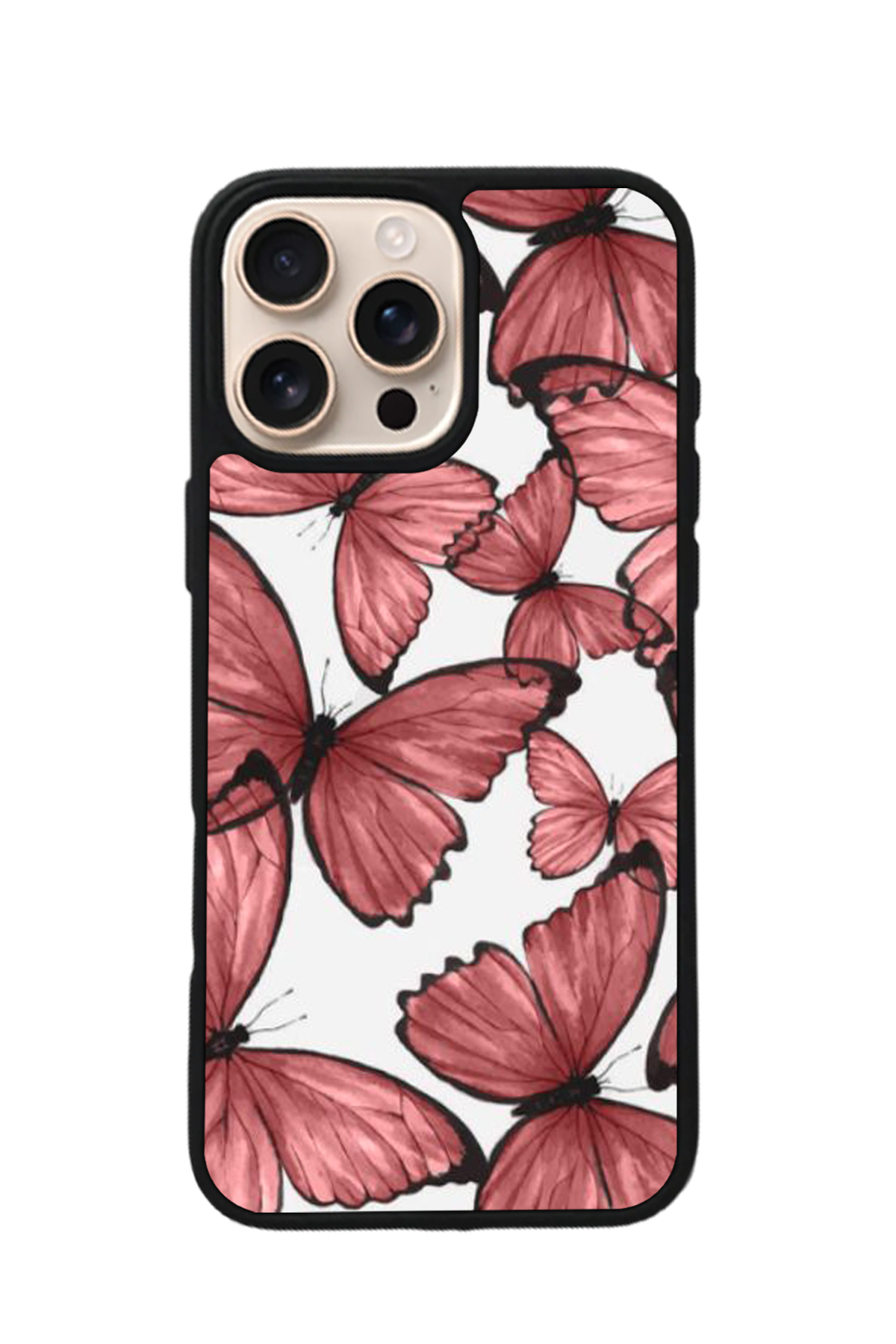 iPhone 16 Pro Max Uyumlu Kelebek Tasarımlı Glossy Premium Kılıf