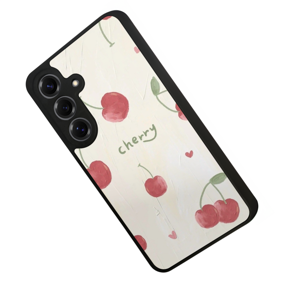Samsung Galaxy S25 Uyumlu Kiraz Tasarımlı Glossy Premium Kılıf