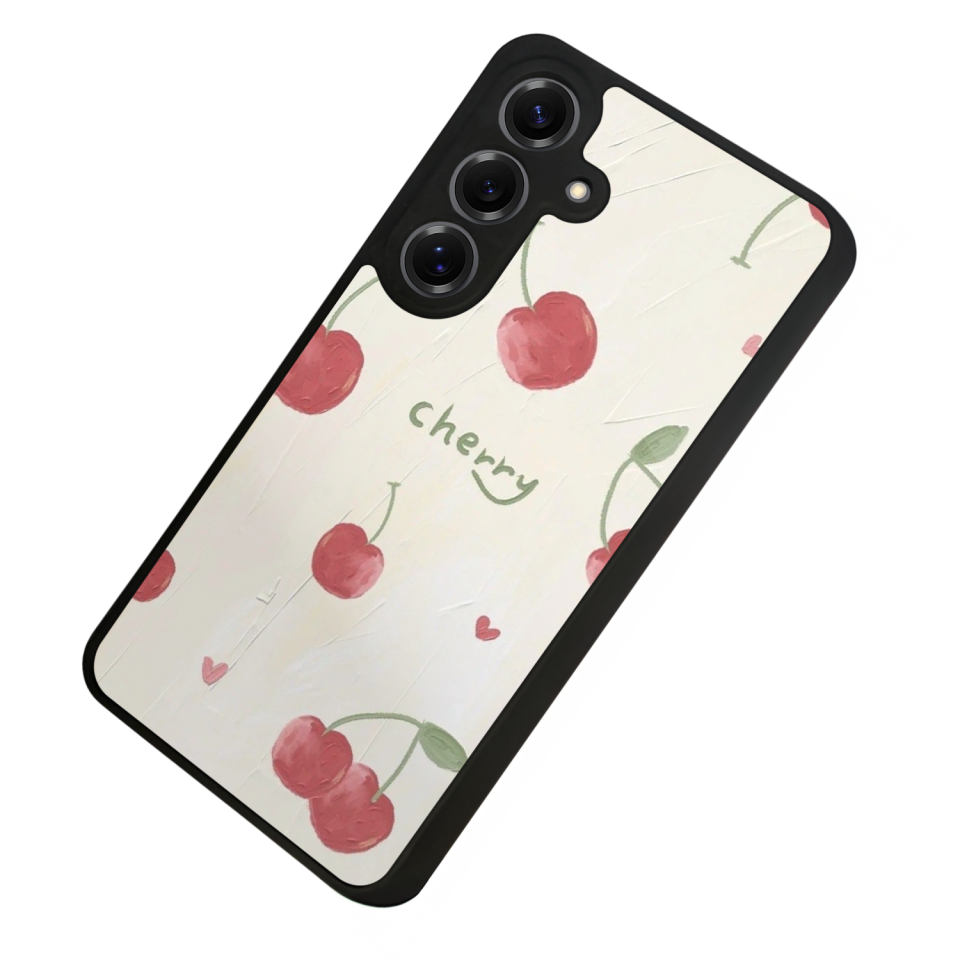 Samsung Galaxy S25 Uyumlu Kiraz Tasarımlı Glossy Premium Kılıf