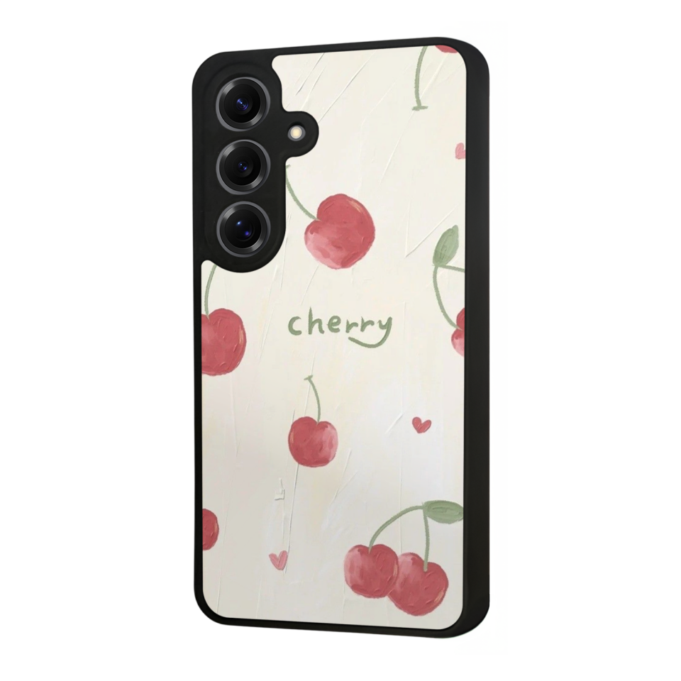 Samsung Galaxy S25 Uyumlu Kiraz Tasarımlı Glossy Premium Kılıf