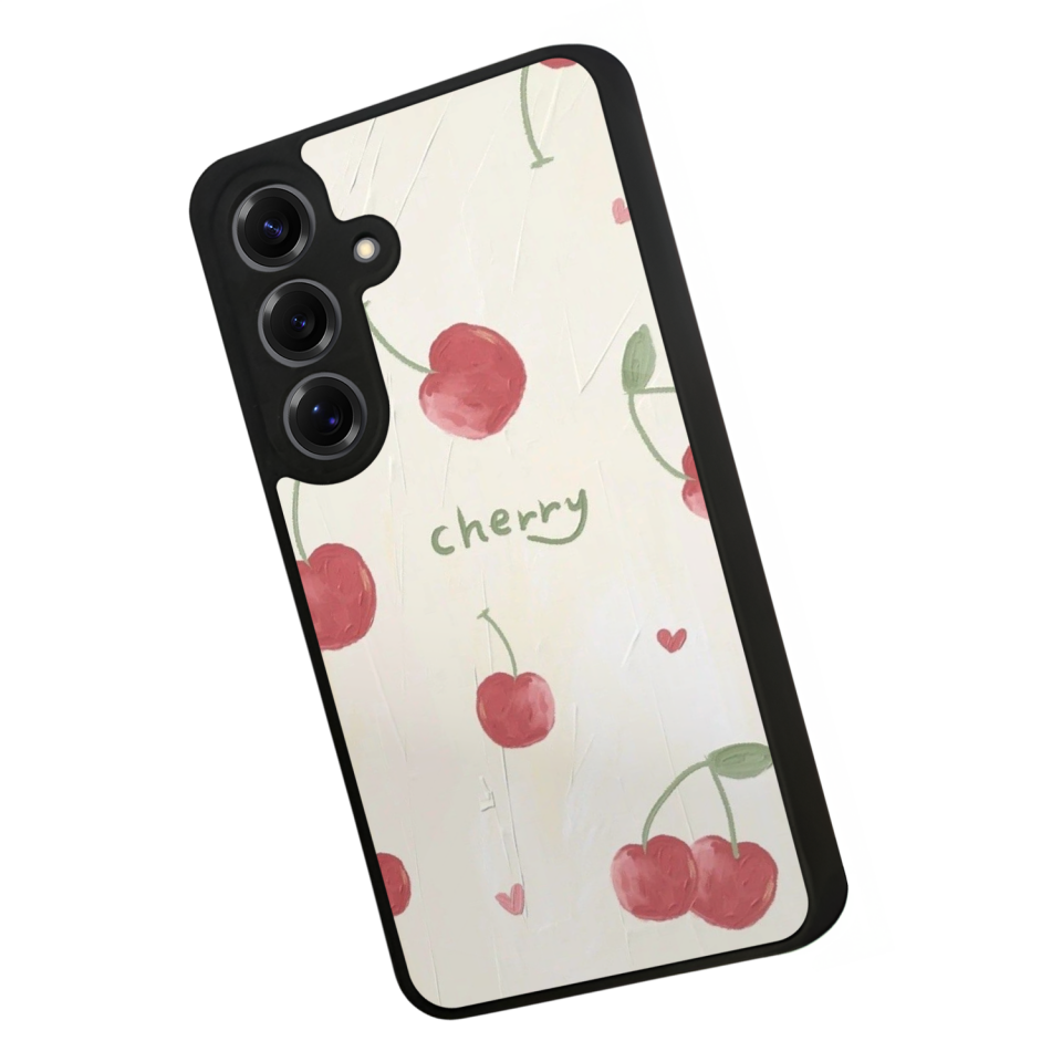 Samsung Galaxy S25 Uyumlu Kiraz Tasarımlı Glossy Premium Kılıf