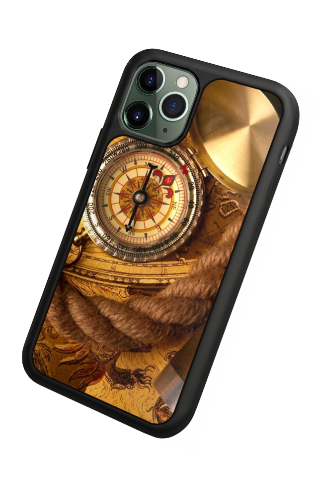 iPhone 11 Pro Max Uyumlu Pusula Tasarımlı Glossy Premium Kılıf