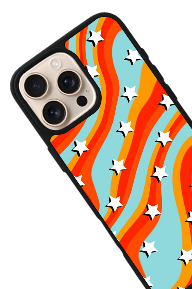 iPhone 16 Pro Uyumlu Retro Yildizlar Tasarımlı Glossy Premium Kılıf