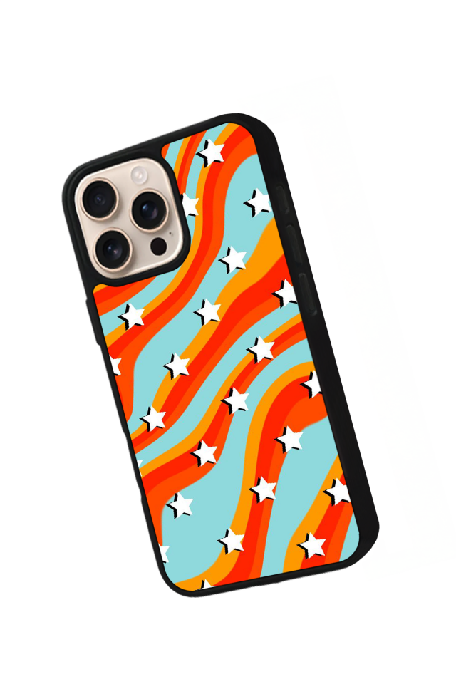 iPhone 16 Pro Uyumlu Retro Yildizlar Tasarımlı Glossy Premium Kılıf
