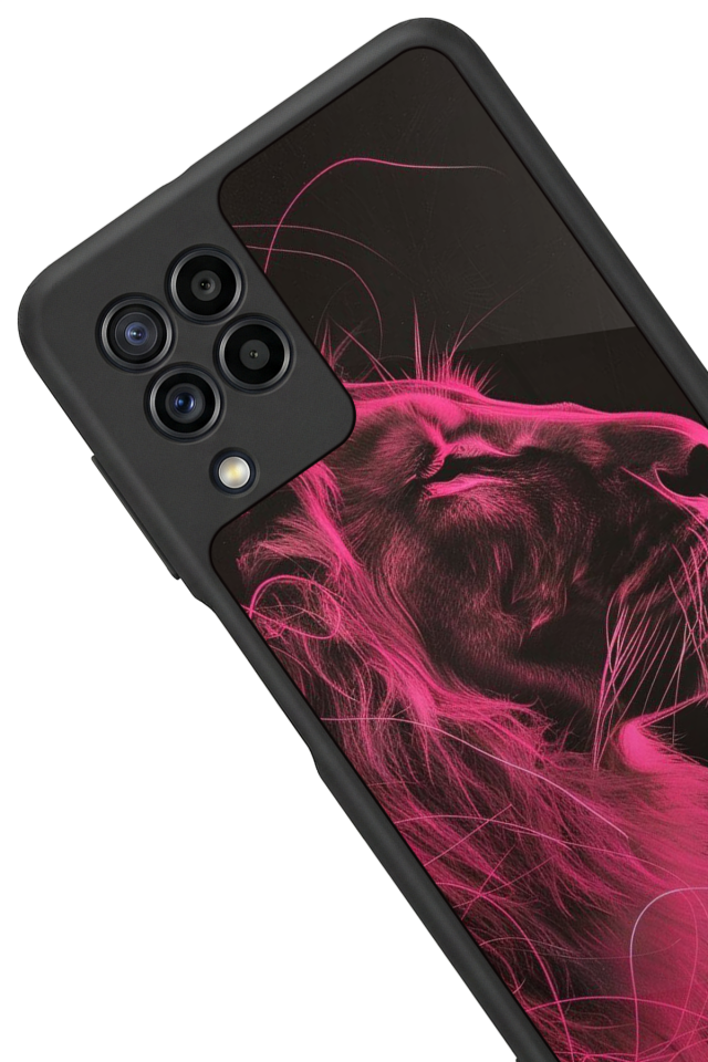 Samsung Galaxy M22 Uyumlu Aslan Tasarımlı Glossy Premium Kılıf